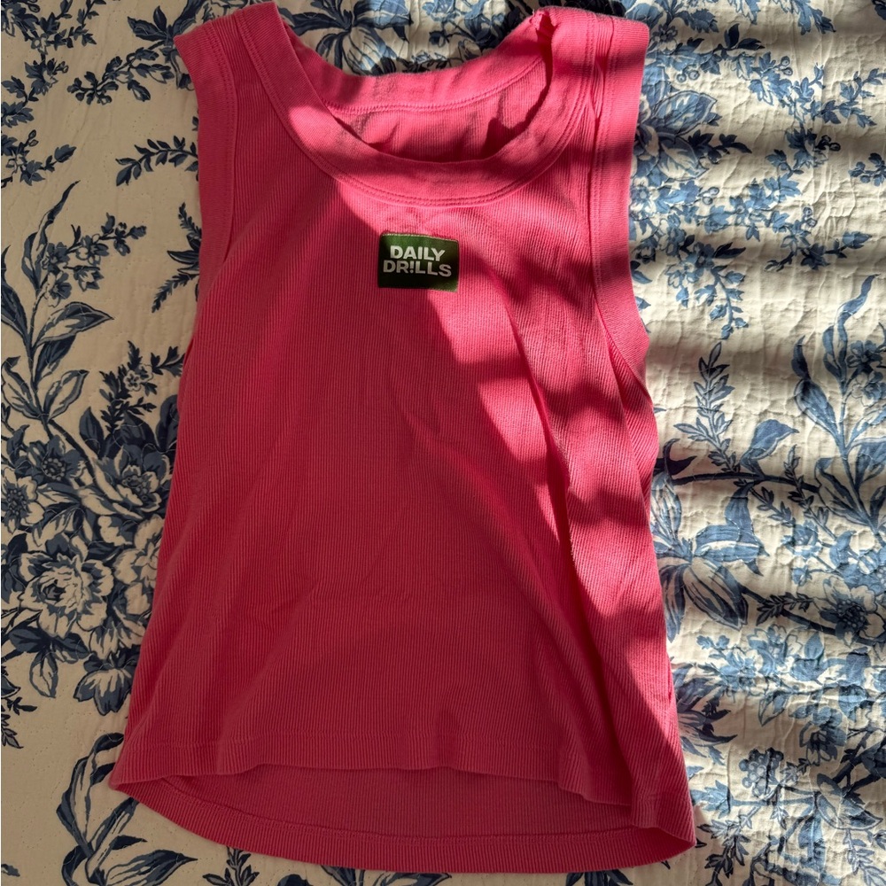 Daily Drills Hot Pink Ribbed Tank Top